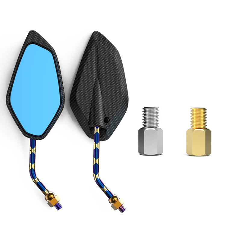 Motorcycle / Electromobile Modified Diamond-shaped Burnt Titanium Plating Rearview Mirror, Style:Carbon Fiber Type X Texture - Side Mirrors by PMC TechLife | Online Shopping South Africa | PMC TechLife | Buy Now Pay Later Mobicred