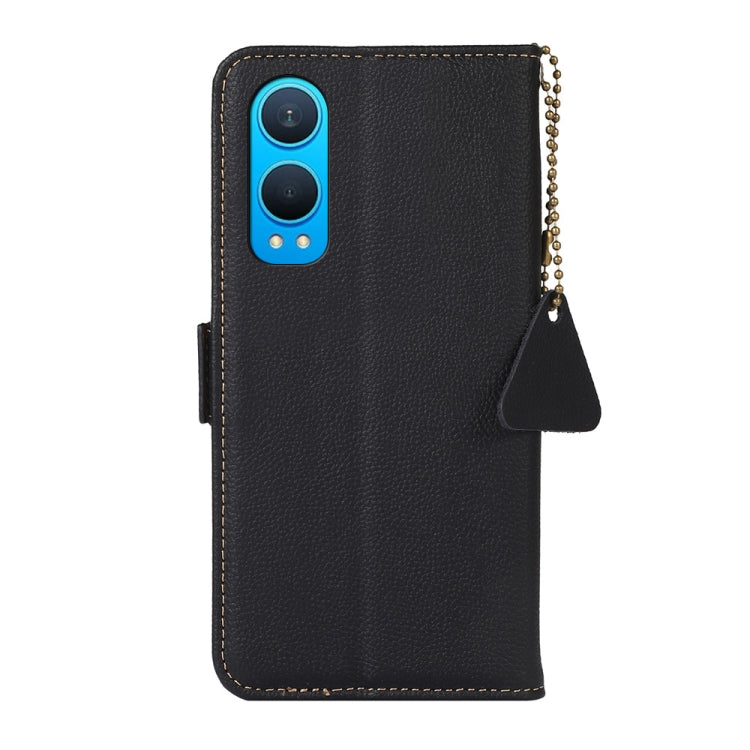 For OnePlus CE4 Lite Side-Magnetic TJ Genuine Leather RFID Phone Case(Black) - OnePlus Cases by PMC TechLife | Online Shopping South Africa | PMC TechLife | Buy Now Pay Later Mobicred