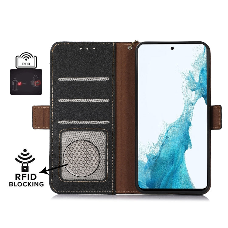 For OnePlus CE4 Lite Side-Magnetic TJ Genuine Leather RFID Phone Case(Black) - OnePlus Cases by PMC TechLife | Online Shopping South Africa | PMC TechLife | Buy Now Pay Later Mobicred