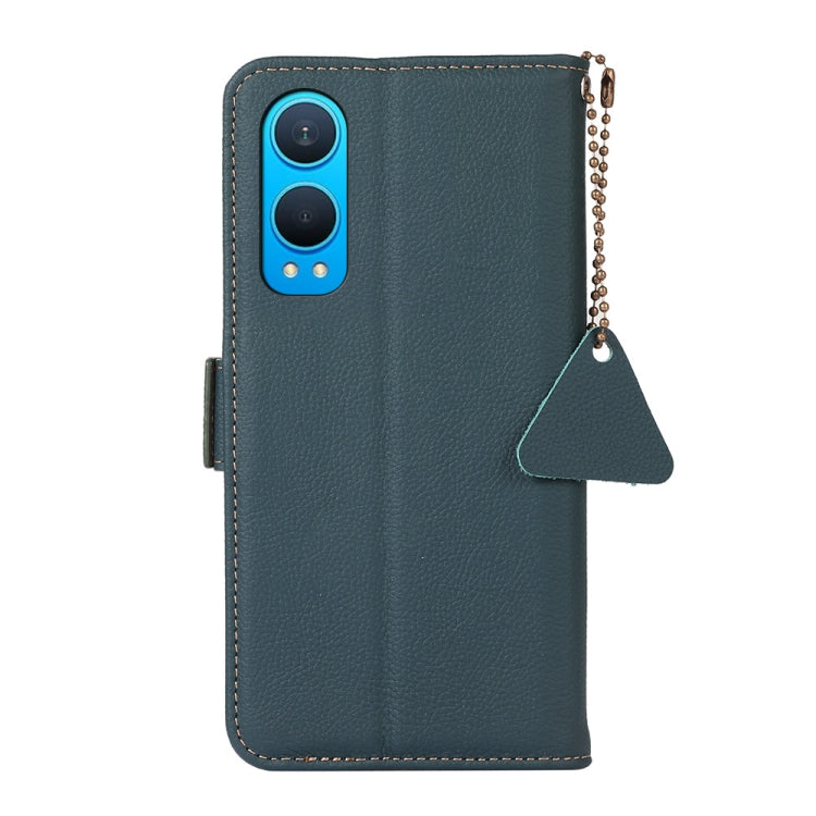 For OnePlus CE4 Lite Side-Magnetic TJ Genuine Leather RFID Phone Case(Green) - OnePlus Cases by PMC TechLife | Online Shopping South Africa | PMC TechLife | Buy Now Pay Later Mobicred