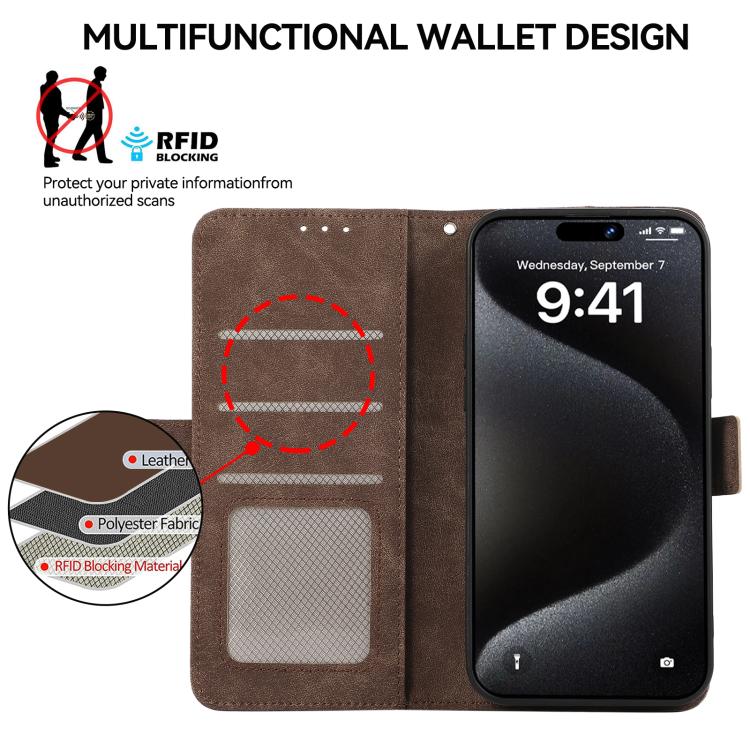 For iPhone 17 ABEEL Frosted Magnetic RFID Leather Phone Case(Brown) - free shipping - PMc TechLife - Order now!