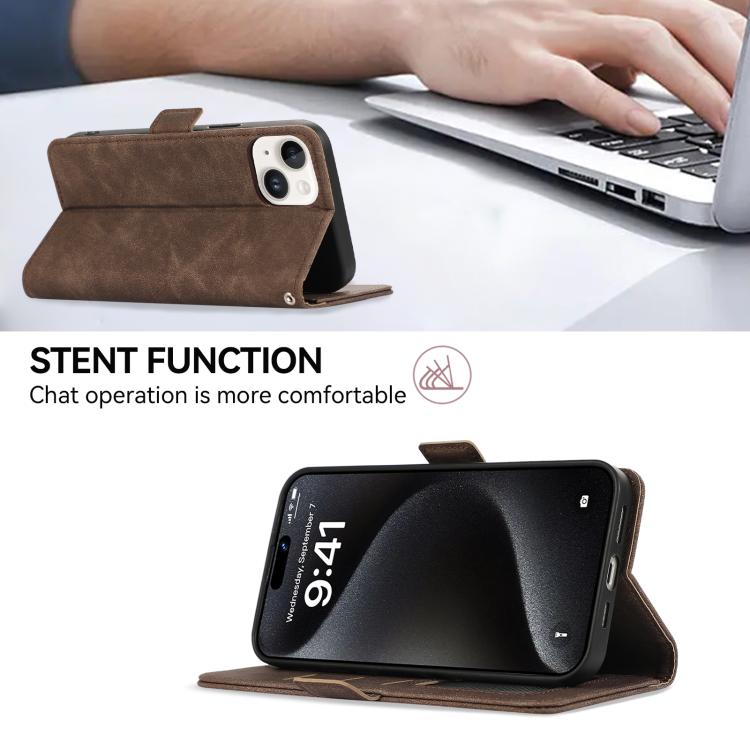 For iPhone 17 Air ABEEL Frosted Magnetic RFID Leather Phone Case(Brown) - free shipping - PMc TechLife - Order now!
