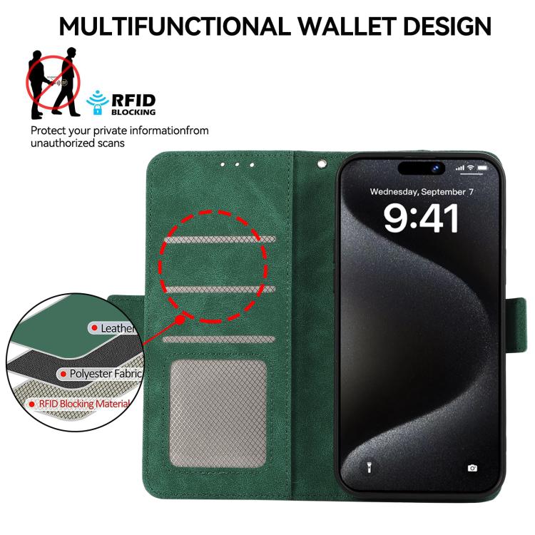 For iPhone 17 Pro ABEEL Frosted Magnetic RFID Leather Phone Case(Green) - free shipping - PMc TechLife - Order now!