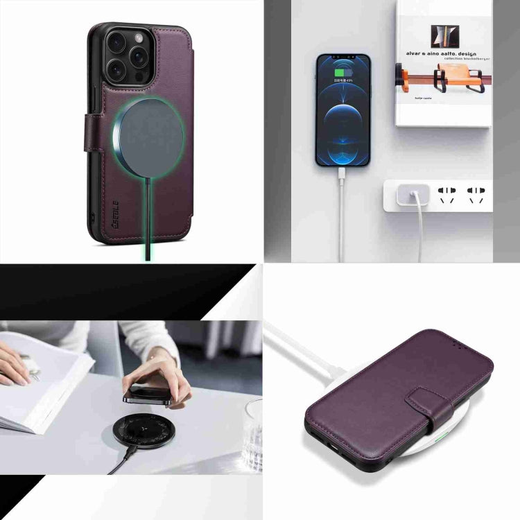 For iPhone 14 / 13 ESEBLE E1 Nappa Texture MagSafe Holder Leather Phone Case(Dark Purple) - iPhone 14 Cases by ESEBLE | Online Shopping South Africa | PMC Jewellery | Buy Now Pay Later Mobicred