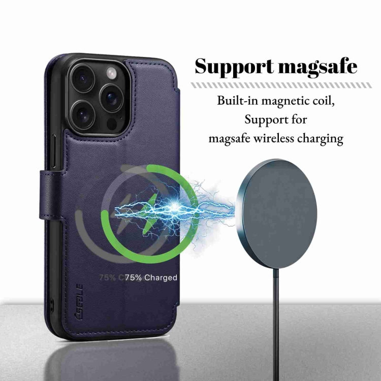 For iPhone 15 Plus / 14 Plus ESEBLE E1 Nappa Texture MagSafe Holder Leather Phone Case(Dark Blue) - free shipping - PMC Jewellery - Order now!