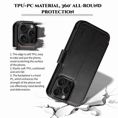 For iPhone 15 Plus / 14 Plus ESEBLE E1 Nappa Texture MagSafe Holder Leather Phone Case(Black) - iPhone 14 Plus Cases by ESEBLE | Online Shopping South Africa | PMC Jewellery | Buy Now Pay Later Mobicred