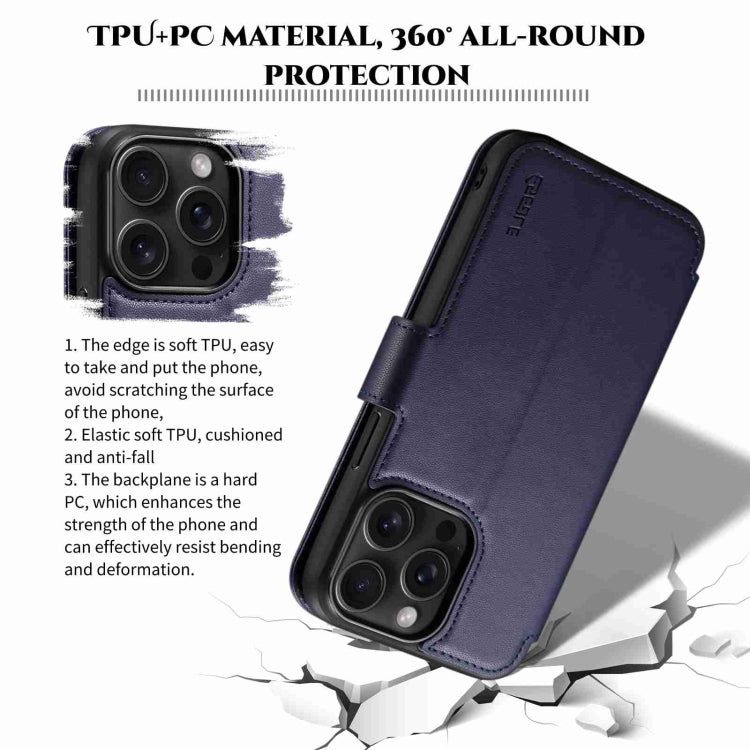 For iPhone 15 Pro ESEBLE E1 Nappa Texture MagSafe Holder Leather Phone Case(Dark Blue) - iPhone 15 Pro Cases by ESEBLE | Online Shopping South Africa | PMC Jewellery | Buy Now Pay Later Mobicred