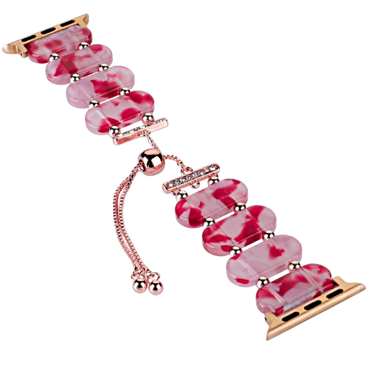 For Apple Watch Series 9 45mm Resin Retractable Chain Watch Band(Rose Red) - Watch Bands by PMC TechLife | Online Shopping South Africa | PMC TechLife