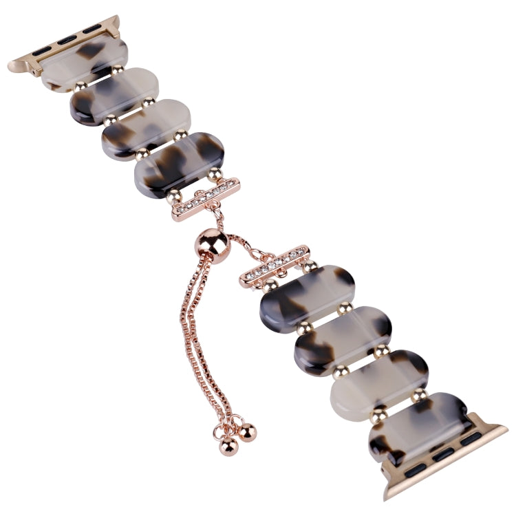 For Apple Watch Series 9 41mm Resin Retractable Chain Watch Band(Brown White) - Watch Bands by PMC TechLife | Online Shopping South Africa | PMC TechLife