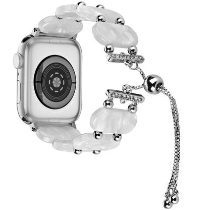 For Apple Watch Series 8 45mm Resin Retractable Chain Watch Band(Pearl White) - Watch Bands by PMC Jewellery | Online Shopping South Africa | PMC Jewellery