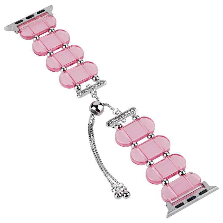 For Apple Watch Series 7 41mm Resin Retractable Chain Watch Band(Pink) - Watch Bands by PMC Jewellery | Online Shopping South Africa | PMC Jewellery