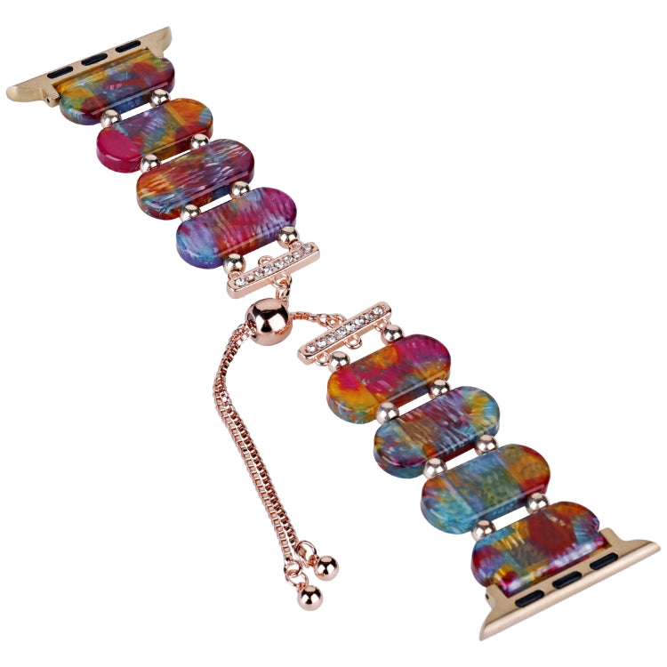 For Apple Watch Series 7 41mm Resin Retractable Chain Watch Band(Pearlescent Rainbow) - Watch Bands by PMC TechLife | Online Shopping South Africa | PMC TechLife