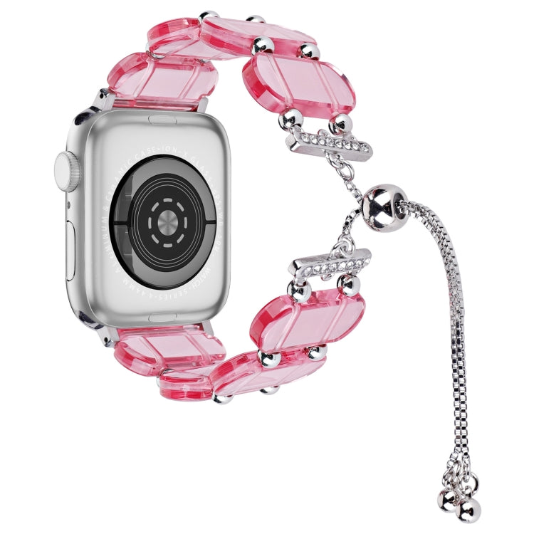 For Apple Watch Series 7 45mm Resin Retractable Chain Watch Band(Pink) - Watch Bands by PMC TechLife | Online Shopping South Africa | PMC TechLife