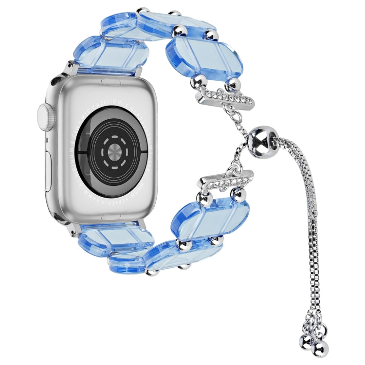 For Apple Watch Series 7 45mm Resin Retractable Chain Watch Band(Blue) - Watch Bands by PMC TechLife | Online Shopping South Africa | PMC TechLife