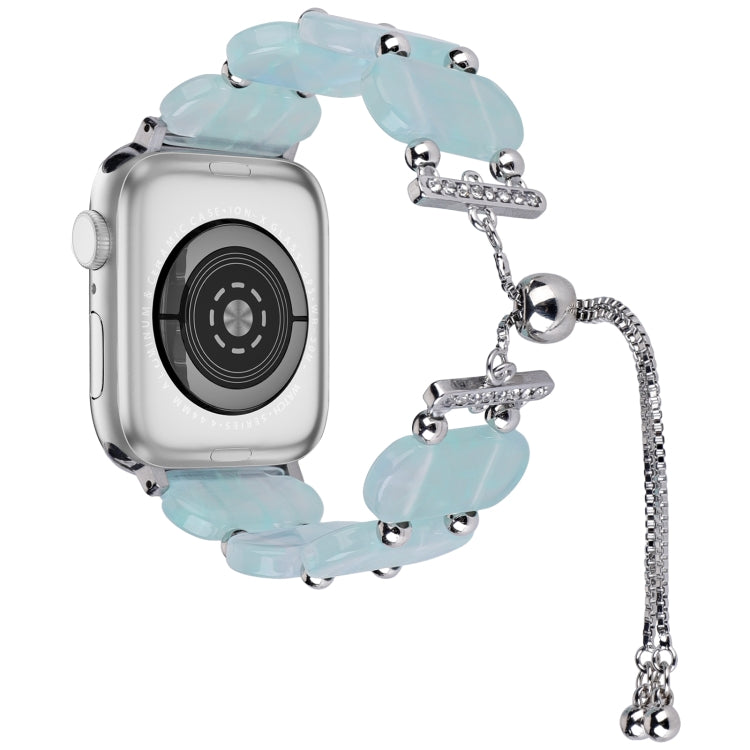 For Apple Watch Series 7 45mm Resin Retractable Chain Watch Band(Ice Blue) - Watch Bands by PMC TechLife | Online Shopping South Africa | PMC TechLife