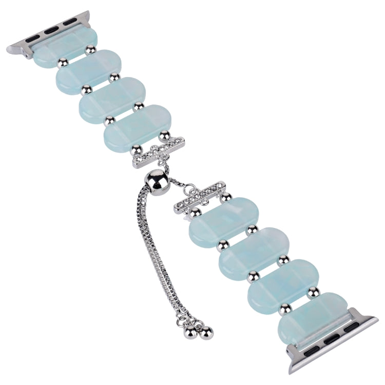 For Apple Watch Series 7 45mm Resin Retractable Chain Watch Band(Ice Blue) - Watch Bands by PMC TechLife | Online Shopping South Africa | PMC TechLife