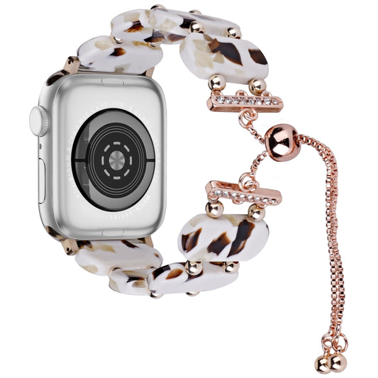 For Apple Watch Series 7 45mm Resin Retractable Chain Watch Band(Nougat) - Watch Bands by PMC Jewellery | Online Shopping South Africa | PMC Jewellery