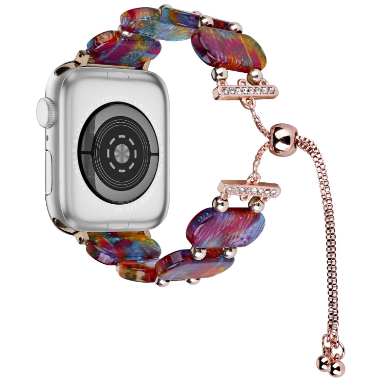 For Apple Watch SE 40mm Resin Retractable Chain Watch Band(Pearlescent Rainbow) - Watch Bands by PMC TechLife | Online Shopping South Africa | PMC TechLife