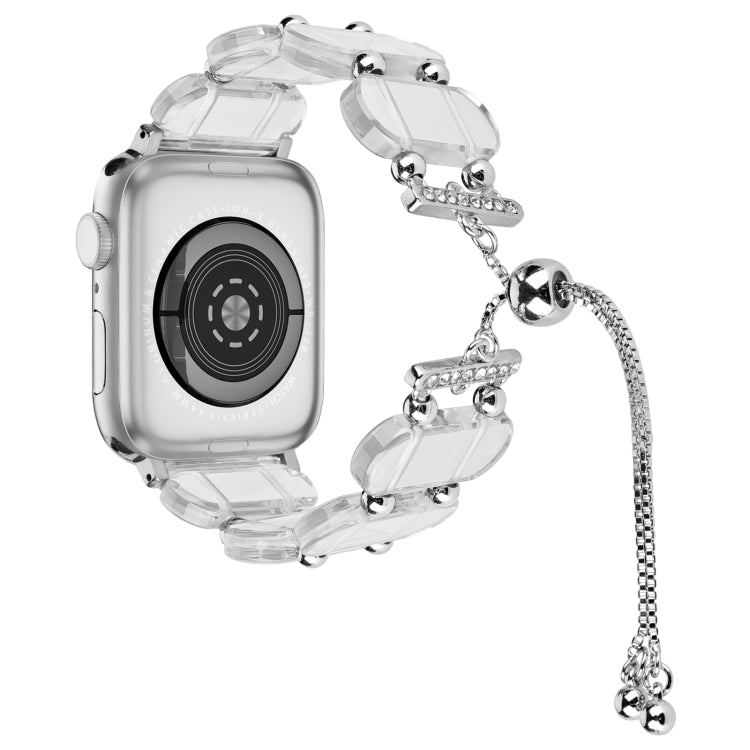 For Apple Watch SE 44mm Resin Retractable Chain Watch Band(Transparent) - Watch Bands by PMC TechLife | Online Shopping South Africa | PMC TechLife