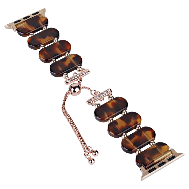 For Apple Watch Series 5 40mm Resin Retractable Chain Watch Band(Tortoiseshell) - Watch Bands by PMC TechLife | Online Shopping South Africa | PMC TechLife