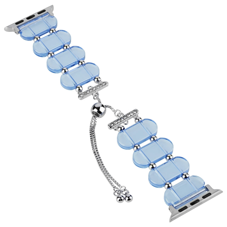 For Apple Watch Series 3 42mm Resin Retractable Chain Watch Band(Blue) - Watch Bands by PMC TechLife | Online Shopping South Africa | PMC TechLife