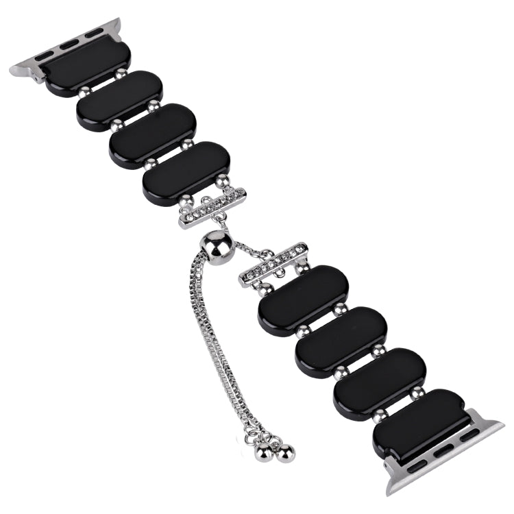 For Apple Watch Series 2 42mm Resin Retractable Chain Watch Band(Black) - Watch Bands by PMC TechLife | Online Shopping South Africa | PMC TechLife