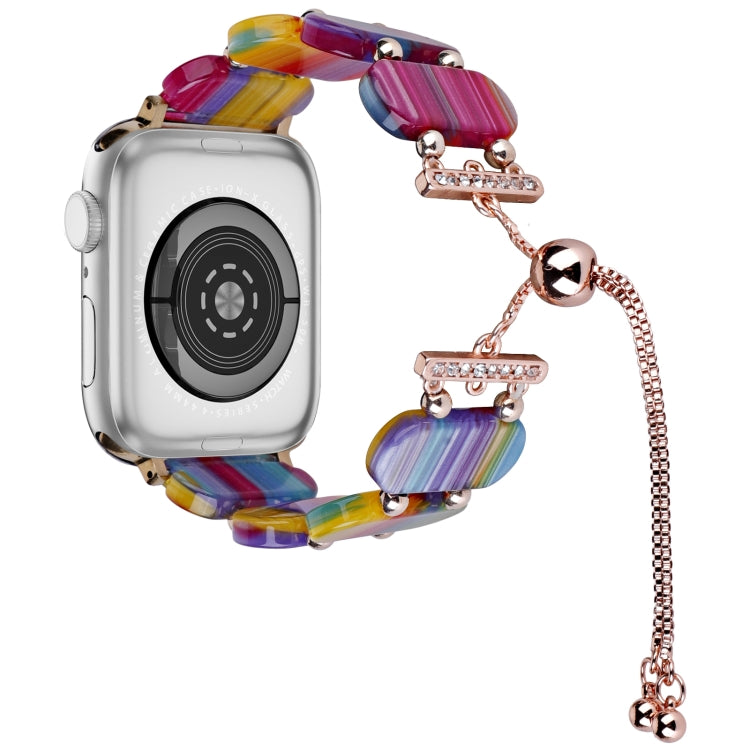 For Apple Watch Series 2 42mm Resin Retractable Chain Watch Band(Rainbow) - Watch Bands by PMC TechLife | Online Shopping South Africa | PMC TechLife