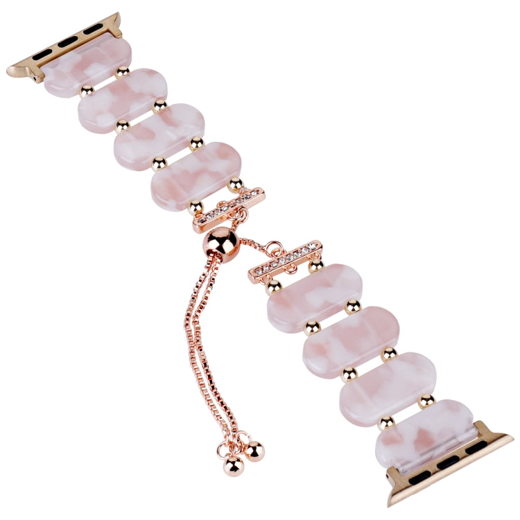 For Apple Watch 42mm Resin Retractable Chain Watch Band(Pink Flower) - Watch Bands by PMC TechLife | Online Shopping South Africa | PMC TechLife