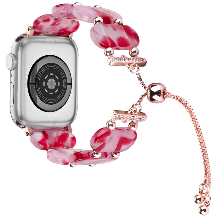 For Apple Watch 38mm Resin Retractable Chain Watch Band(Rose Red) - Watch Bands by PMC TechLife | Online Shopping South Africa | PMC TechLife