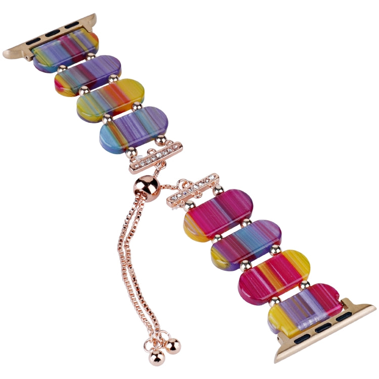 For Apple Watch 38mm Resin Retractable Chain Watch Band(Rainbow) - free shipping - PMC TechLife - Order now!