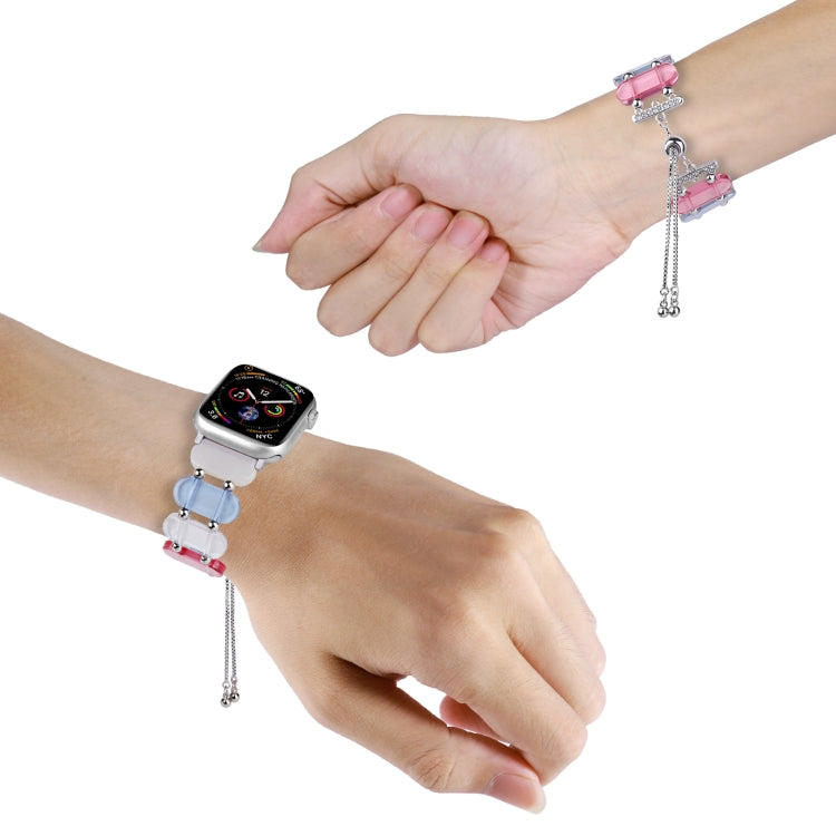 For Apple Watch Series 8 41mm Resin Retractable Chain Watch Band(Black) - Watch Bands by PMC TechLife | Online Shopping South Africa | PMC TechLife | Buy Now Pay Later Mobicred