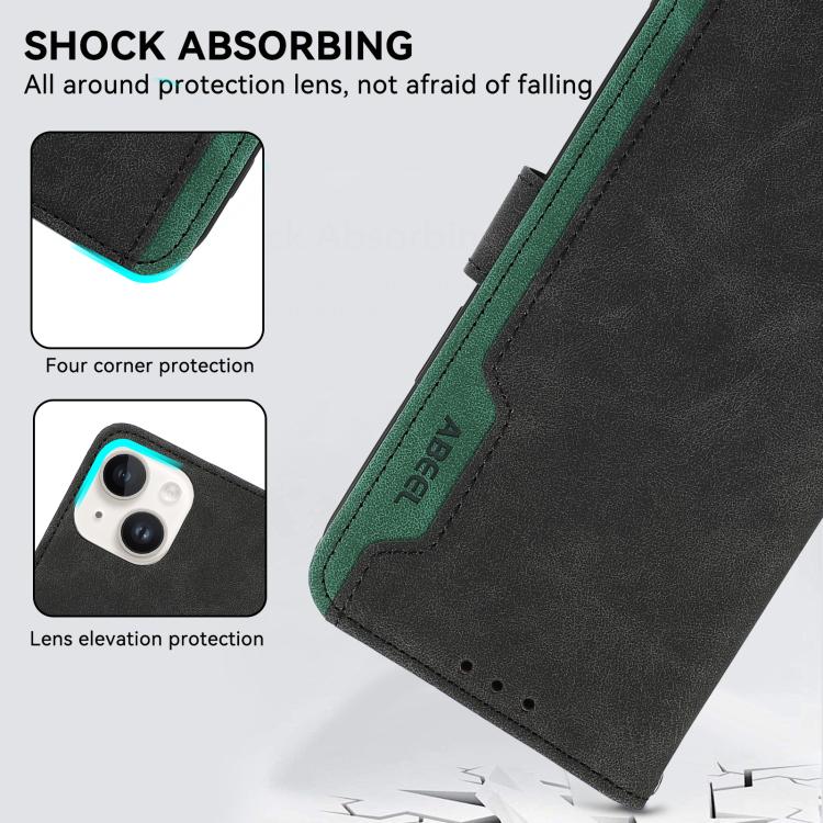 For iPhone 17 Air ABEEL Color Block Magnetic RFID Leather Phone Case(Black-Green) - free shipping - PMc TechLife - Order now!