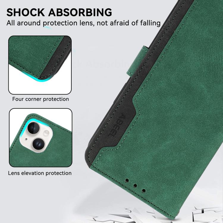 For iPhone 17 Air ABEEL Color Block Magnetic RFID Leather Phone Case(Green-Black) - free shipping - PMc TechLife - Order now!