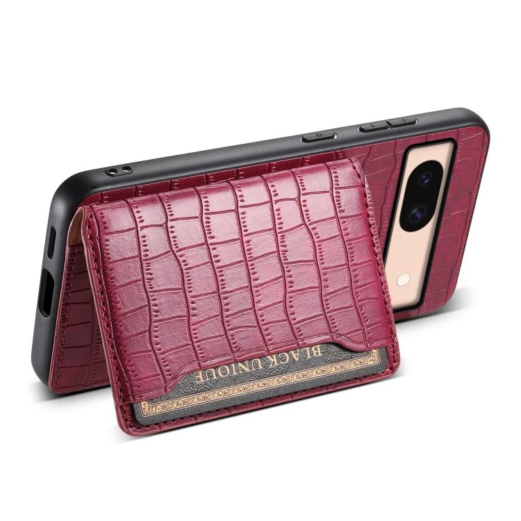 For Google Pixel 8a Crocodile Texture Card Bag Design Full Coverage Phone Case(Red) - Google Cases by PMC Jewellery | Online Shopping South Africa | PMC Jewellery | Buy Now Pay Later Mobicred