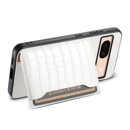 For Google Pixel 8a Crocodile Texture Card Bag Design Full Coverage Phone Case(White) - Google Cases by PMC Jewellery | Online Shopping South Africa | PMC Jewellery | Buy Now Pay Later Mobicred