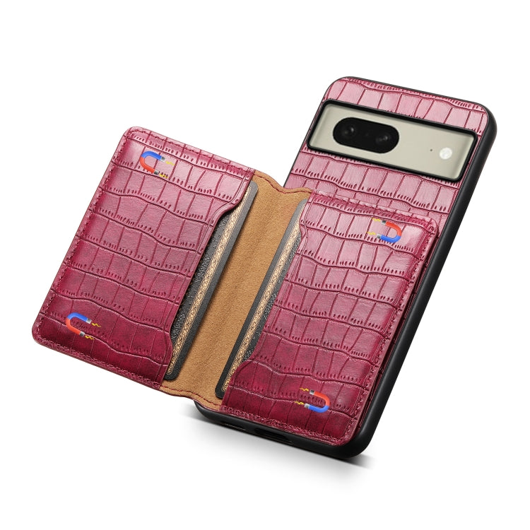 For Google Pixel 8 Crocodile Texture Card Bag Design Full Coverage Phone Case(Red) - Google Cases by PMC Jewellery | Online Shopping South Africa | PMC Jewellery | Buy Now Pay Later Mobicred