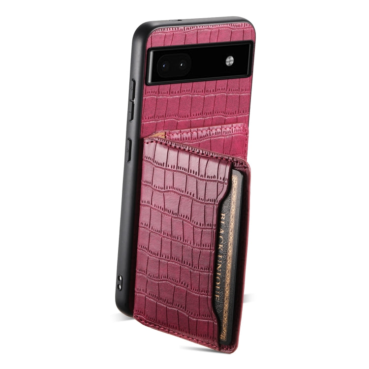 For Google Pixel 6a Crocodile Texture Card Bag Design Full Coverage Phone Case(Red) - Google Cases by PMC Jewellery | Online Shopping South Africa | PMC Jewellery | Buy Now Pay Later Mobicred