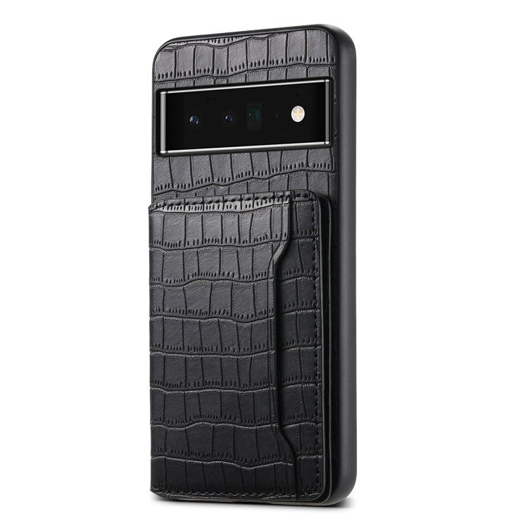 For Google Pixel 6 Pro Crocodile Texture Card Bag Design Full Coverage Phone Case(Black) - Google Cases by PMC TechLife | Online Shopping South Africa | PMC TechLife | Buy Now Pay Later Mobicred