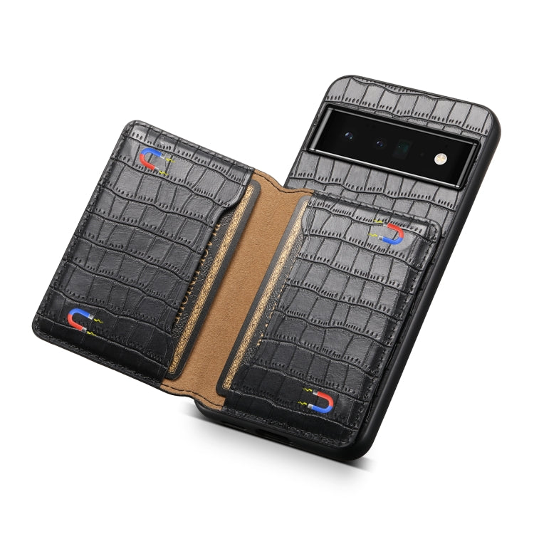 For Google Pixel 6 Pro Crocodile Texture Card Bag Design Full Coverage Phone Case(Black) - Google Cases by PMC TechLife | Online Shopping South Africa | PMC TechLife | Buy Now Pay Later Mobicred