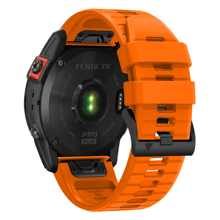 For Garmin Fenix 7 Pro 22mm Solid Color Steel Buckle Silicone Quick Release Watch Band(Orange) - Watch Bands by PMC TechLife | Online Shopping South Africa | PMC TechLife