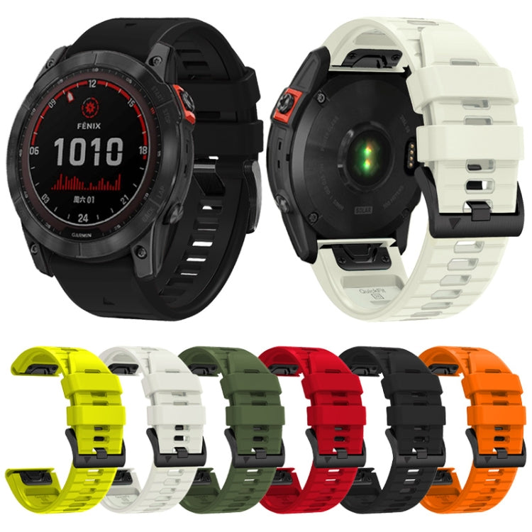 For Garmin Fenix 7 Pro 22mm Solid Color Steel Buckle Silicone Quick Release Watch Band(Orange) - Watch Bands by PMC TechLife | Online Shopping South Africa | PMC TechLife