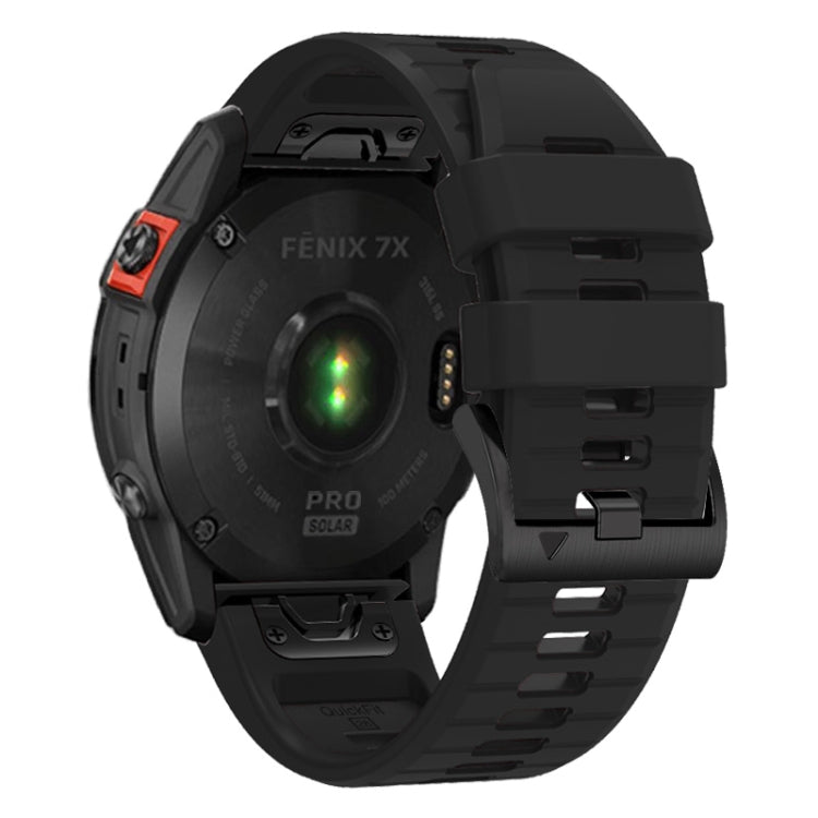 For Garmin Fenix 7X 26mm Solid Color Steel Buckle Silicone Quick Release Watch Band(Black) - free shipping - PMC TechLife - Order now!