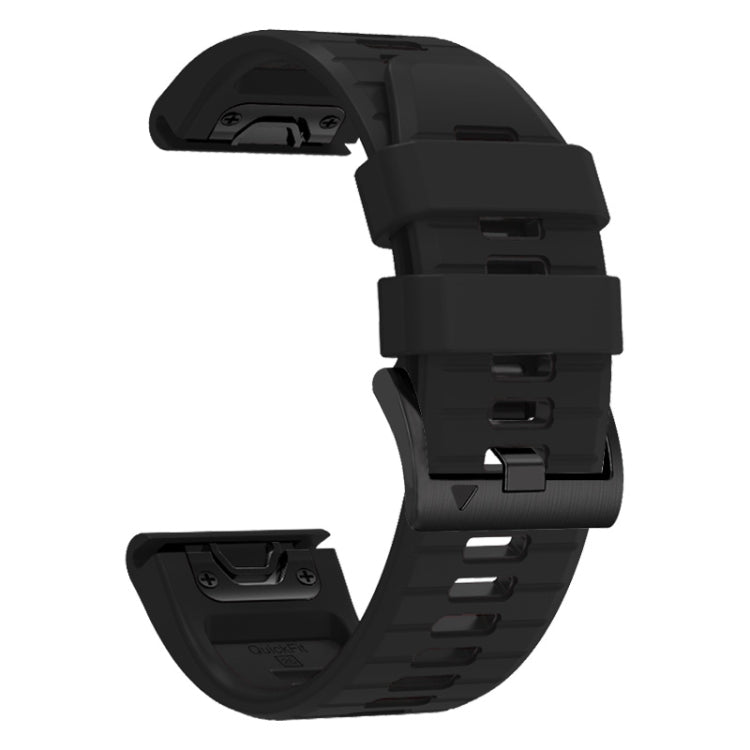 For Garmin Fenix 7X 26mm Solid Color Steel Buckle Silicone Quick Release Watch Band(Black) - free shipping - PMC TechLife - Order now!