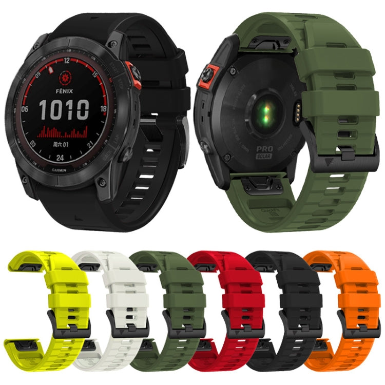 For Garmin Fenix 7X 26mm Solid Color Steel Buckle Silicone Quick Release Watch Band(Orange) - Watch Bands by PMC TechLife | Online Shopping South Africa | PMC TechLife