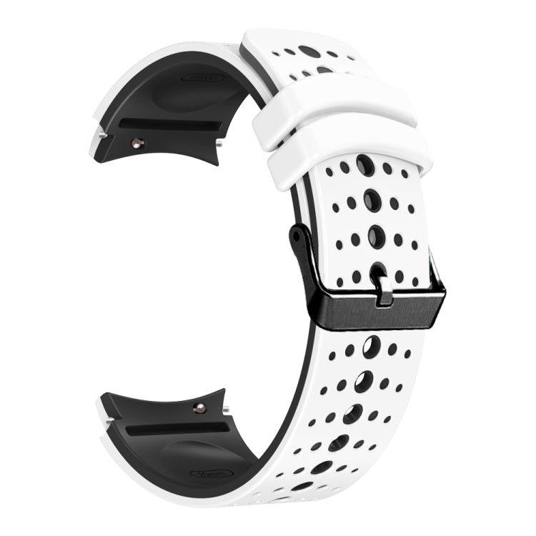 For Samsung Galaxy Watch 6 Two Color Silicone Watch Band(White Black) - Watch Bands by PMC Jewellery | Online Shopping South Africa | PMC Jewellery