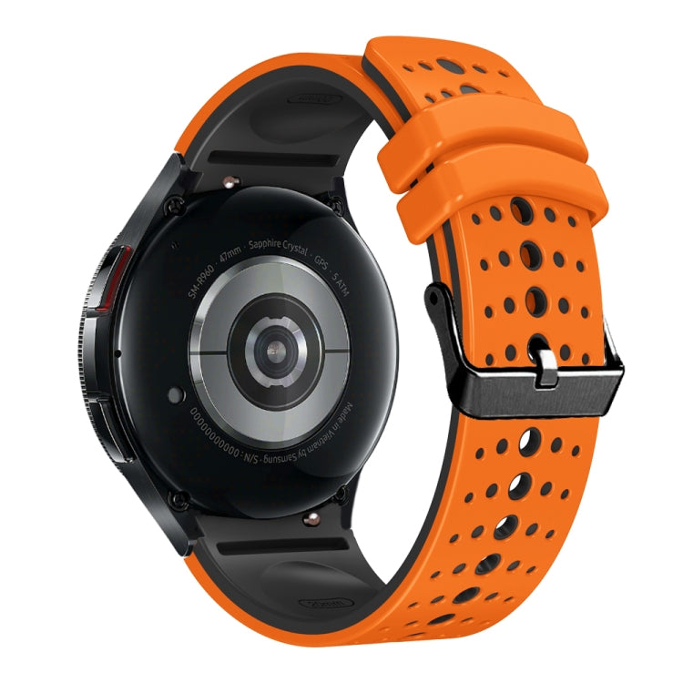 For Samsung Galaxy Watch 6 Two Color Silicone Watch Band(Orange Black) - Watch Bands by PMC TechLife | Online Shopping South Africa | PMC TechLife