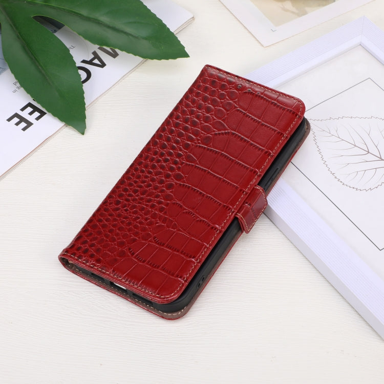 For Google Pixel 9a Crocodile Top Layer Cowhide Leather Phone Case(Red) - Google Cases by PMC TechLife | Online Shopping South Africa | PMC TechLife | Buy Now Pay Later Mobicred