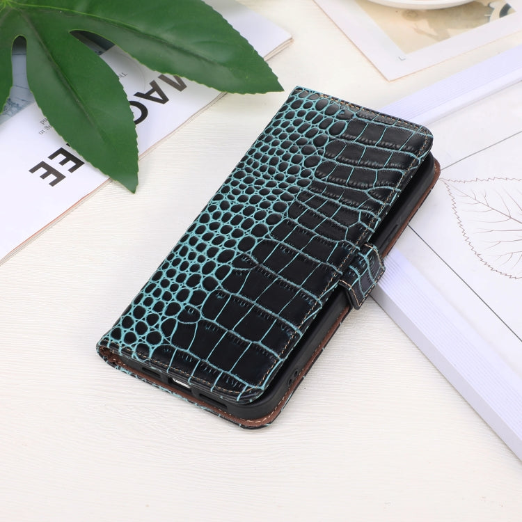 For Google Pixel 9a Crocodile Top Layer Cowhide Leather Phone Case(Green) - Google Cases by PMC TechLife | Online Shopping South Africa | PMC TechLife | Buy Now Pay Later Mobicred