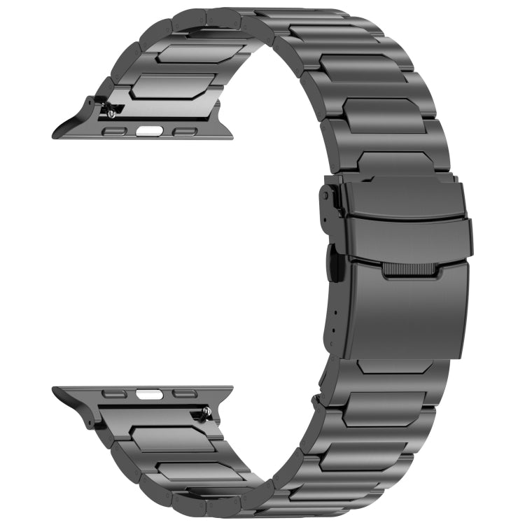 For Apple Watch SE 44mm I-Shaped Titanium Metal Watch Band(Black) - Watch Bands by PMC TechLife | Online Shopping South Africa | PMC TechLife