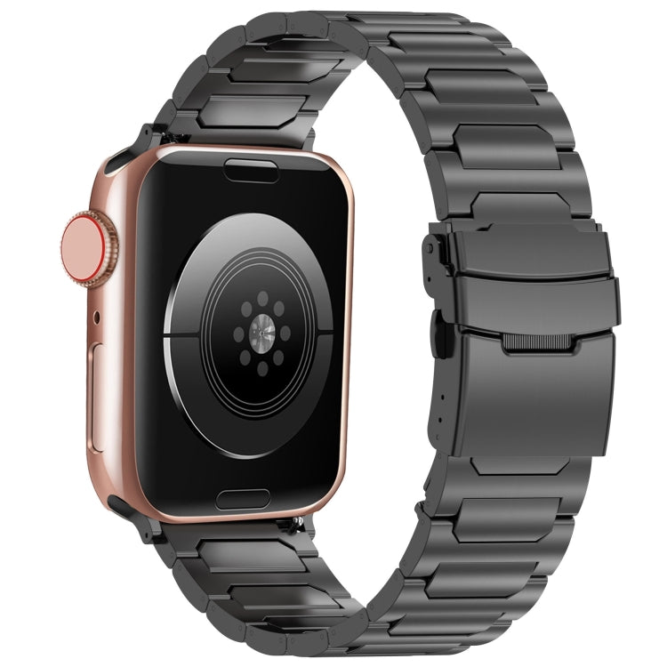 For Apple Watch 42mm I-Shaped Titanium Metal Watch Band(Black) - Watch Bands by PMC TechLife | Online Shopping South Africa | PMC TechLife